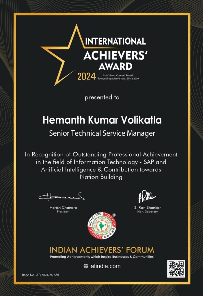 Mr. Hemanth Kumar Volikatla - International Achievers Awards ...