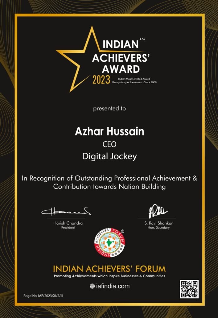 Mr. Azhar Hussain - Indian Achievement | Indian Awards | Indian Achievers