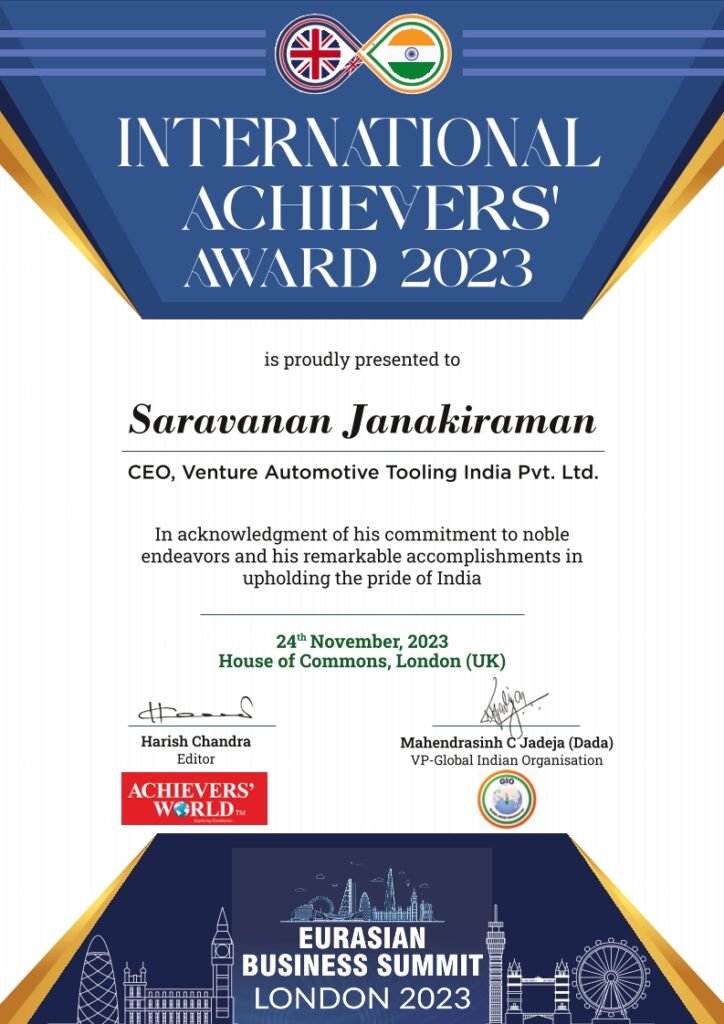 Mr. Saravanan Janakiraman Winner of Indian Achievers' Award 202223
