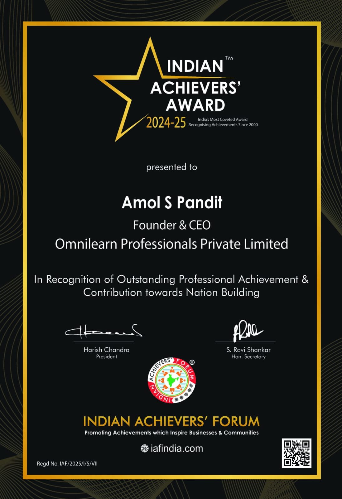 Amol certificate