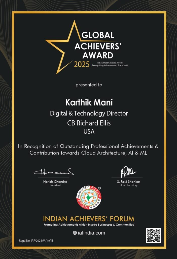 Karthik Mani ERP award winner