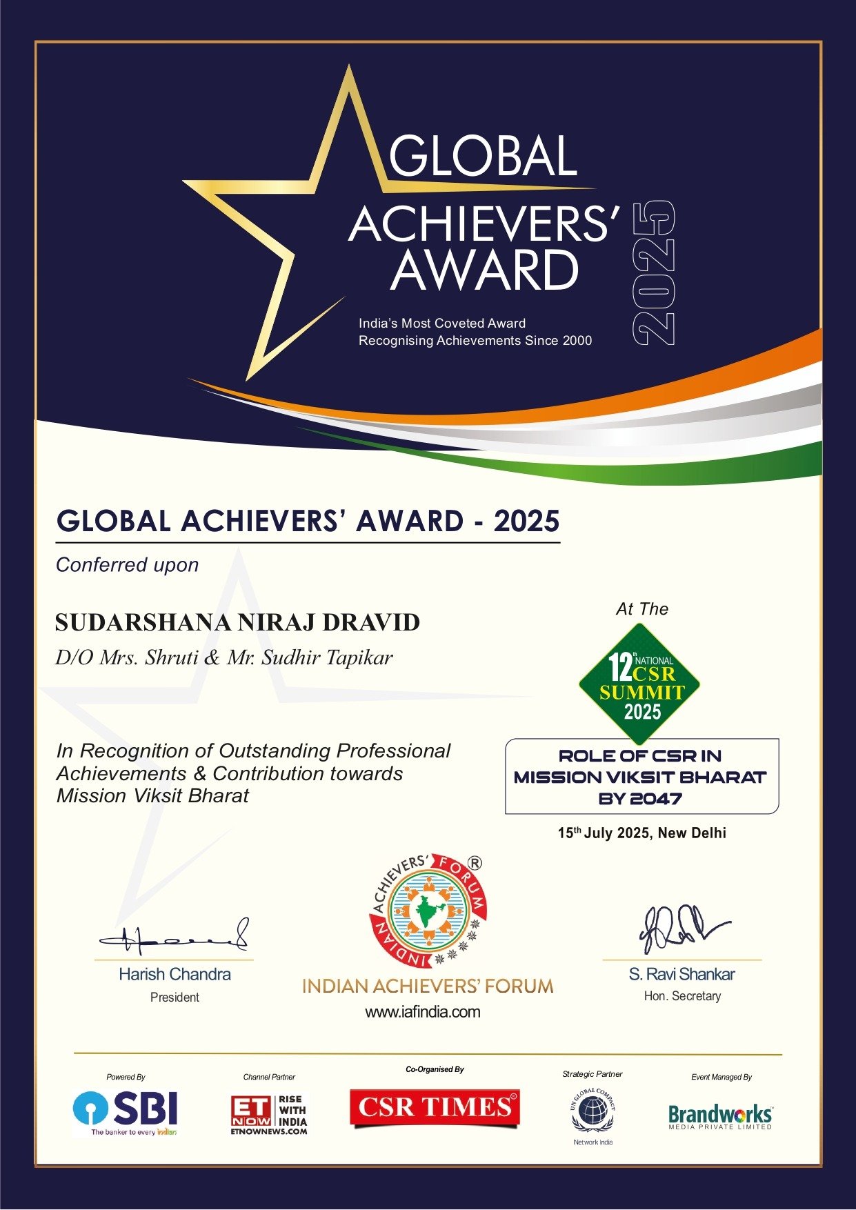 IAF- Prestigious global awards 2025 | Worldwide achievers honor ...